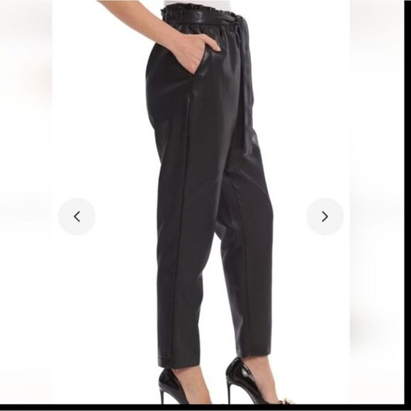 Avec Les FillesFaux Leather Paperbag Waist Tapered Trouser - Picture 7 of 12